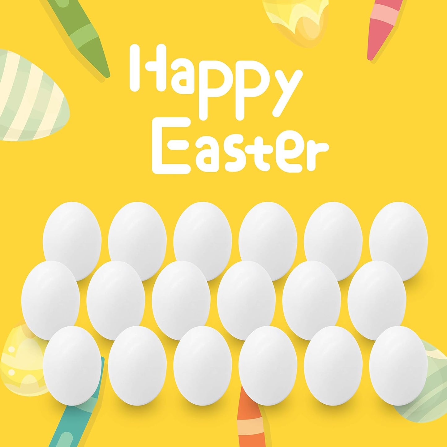 JOYFY 18 Easter Eggs, White Wooden Eggs, Life-size Flat Decoration Easter Eggs, Easter DIY Easter Egg Decoration for Kids, Easter Crafts