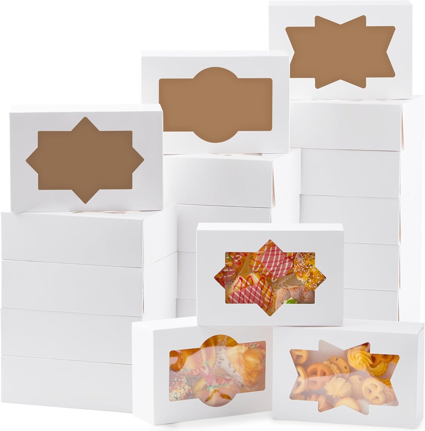 36 Pcs Christmas Cookie Boxes, Plain White Treat Boxes with Window 8.75" x 5.75" x 2.75" Bakery Gift Wrapping Box for Xmas Holiday Party Favor Pastries, Cupcakes, Cookies, Donuts Gift-Giving