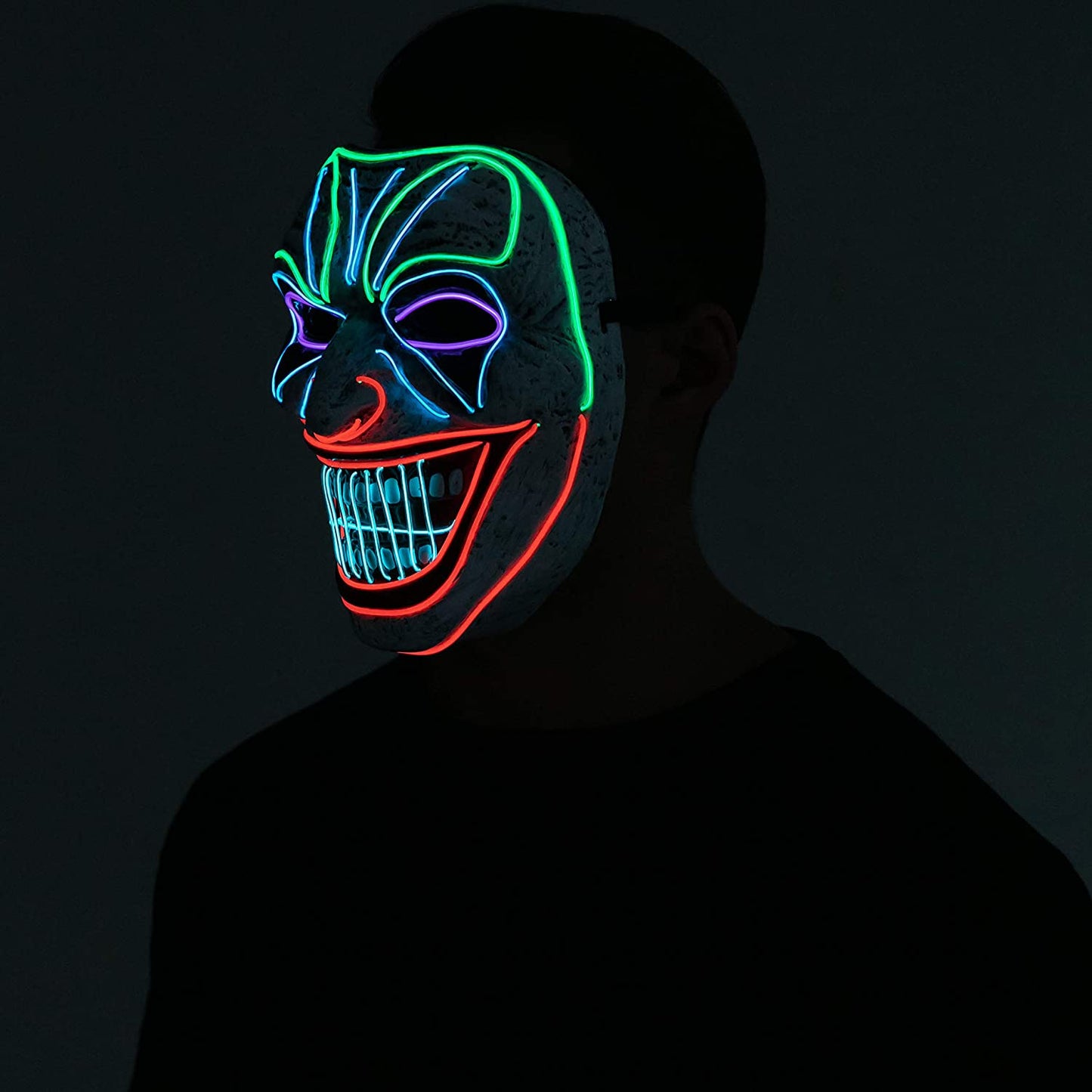 Spooktacular Creations Halloween Led Mask Clown Mask with 3 Lighting for Halloween Costume Party Supplies