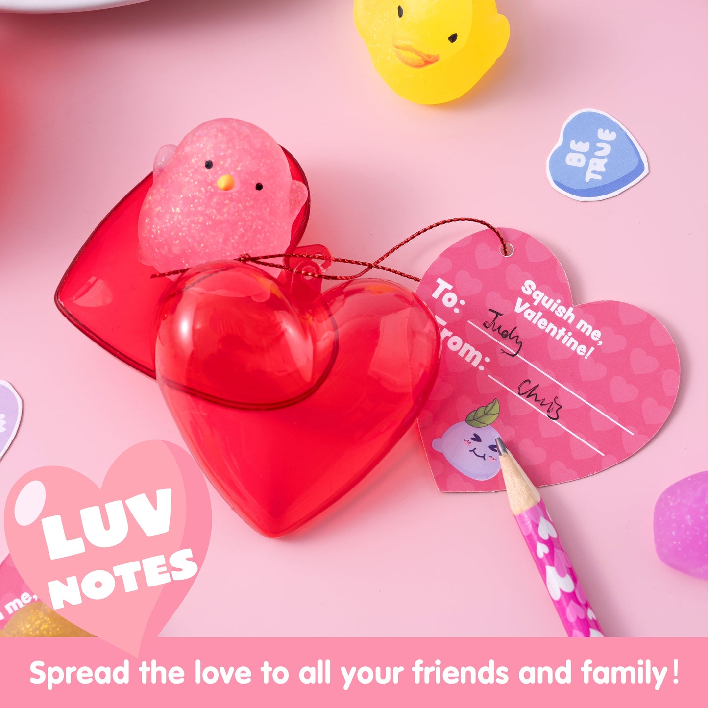 28 Packs Gift Cards with Glitter Mochi Squishy Toys, Stress Relief Fidget Toys, Cute Squeeze Toys for Kids Valentine’s Party Favor, Classroom Exchange Prizes, Exchange Gifts and Greeting Cards