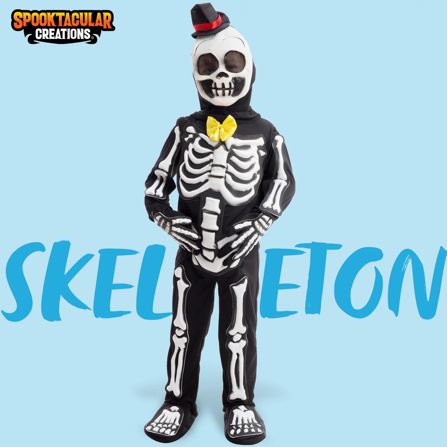 Spooktacular Creations Skeletones Costume for Kids Cosplay, Halloween Dress UP Costume, Glow in the Dark Skeleton jumpsuit, S