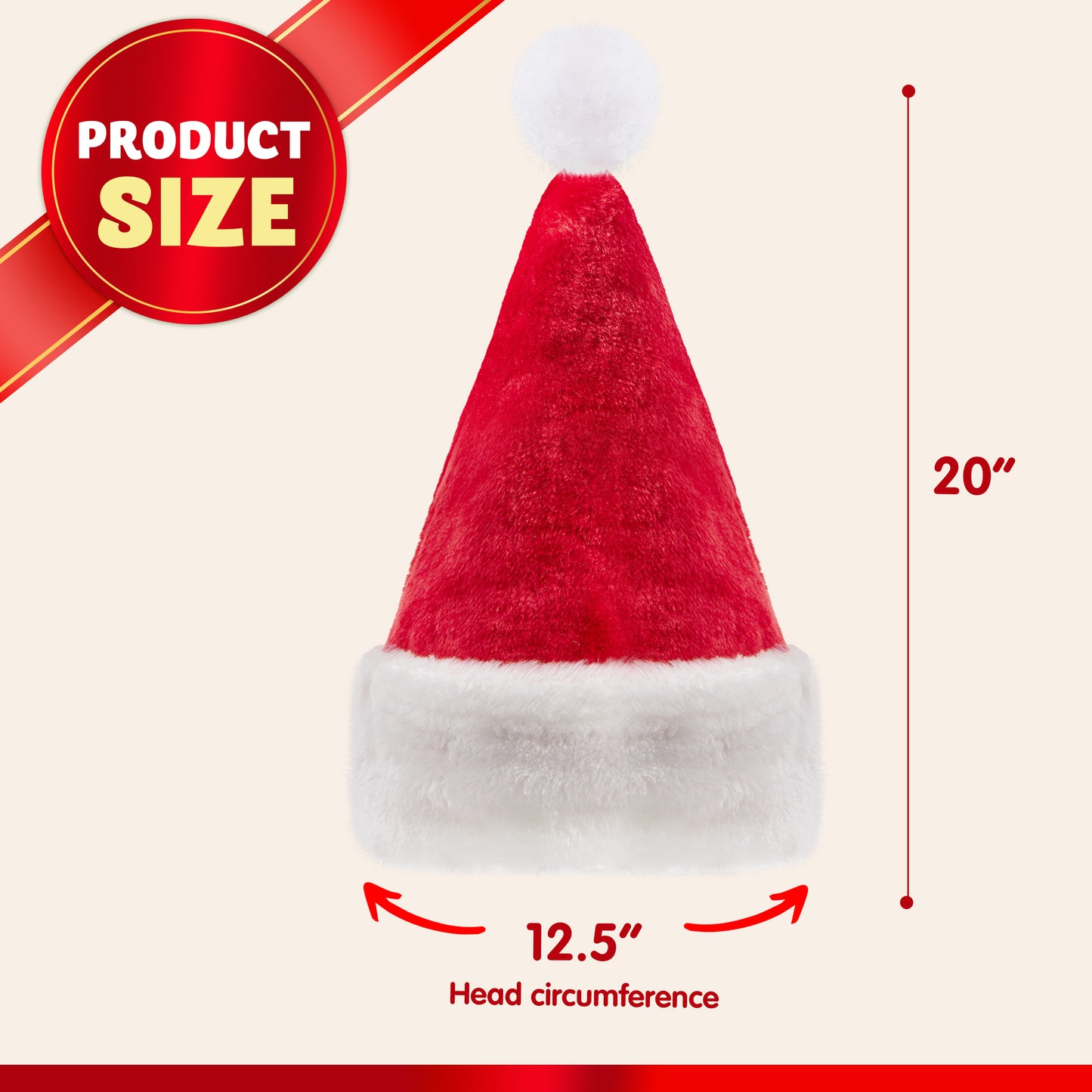 Syncfun 12 Pack Santa Hat,12.5 x 20 Inch Santa Hats for Adults Christmas Hats Plush Red Velvet Santa Hats Bulk for Adults Men Women Kids Christmas Party Favors Holiday Props