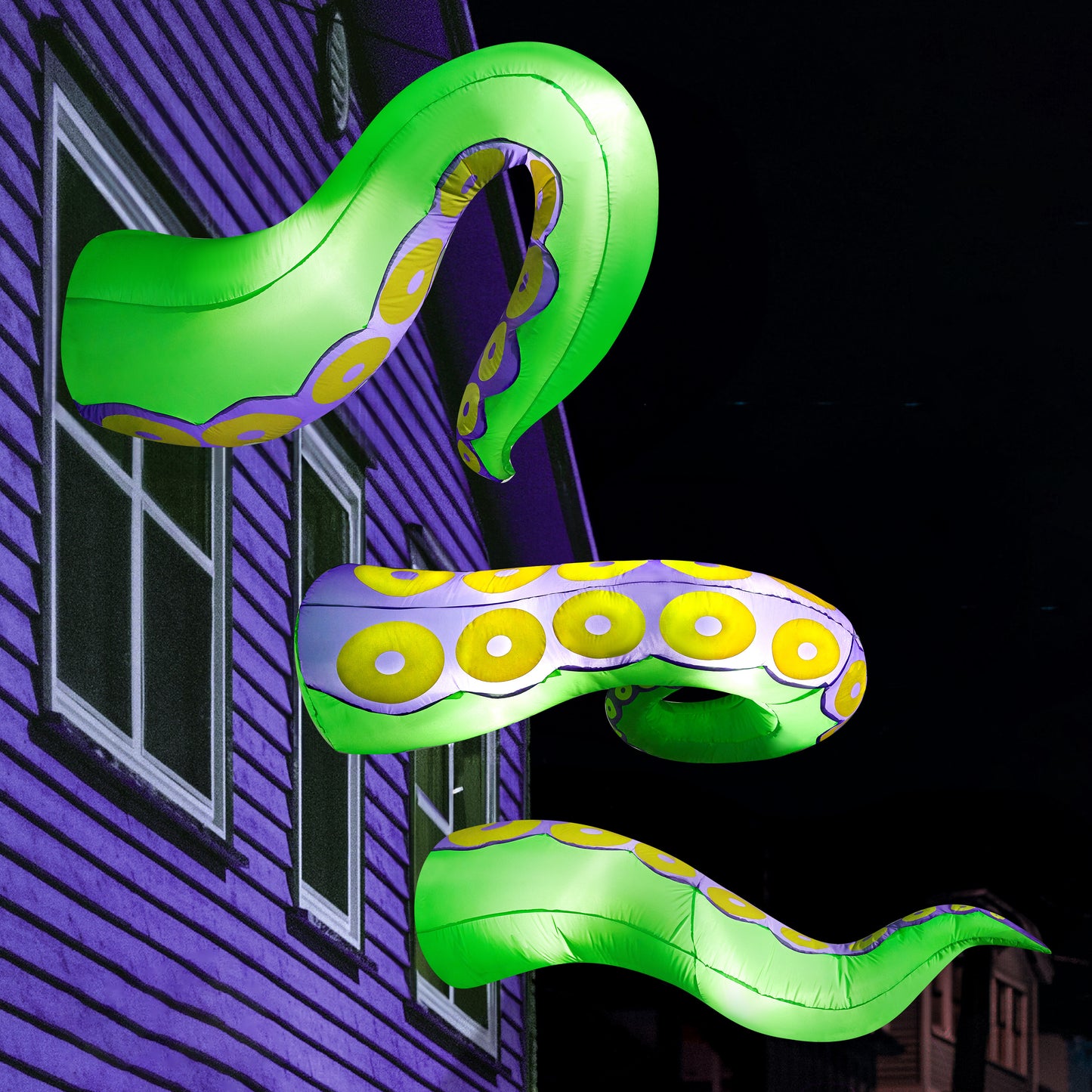 Syncfun 3 Pcs Halloween Inflatable Outdoor Giant Octopus Tentacle Broke Out from Window with Built-in LED Blow Up Inflatable for Window Decoration Yard Garden Lawn Decor