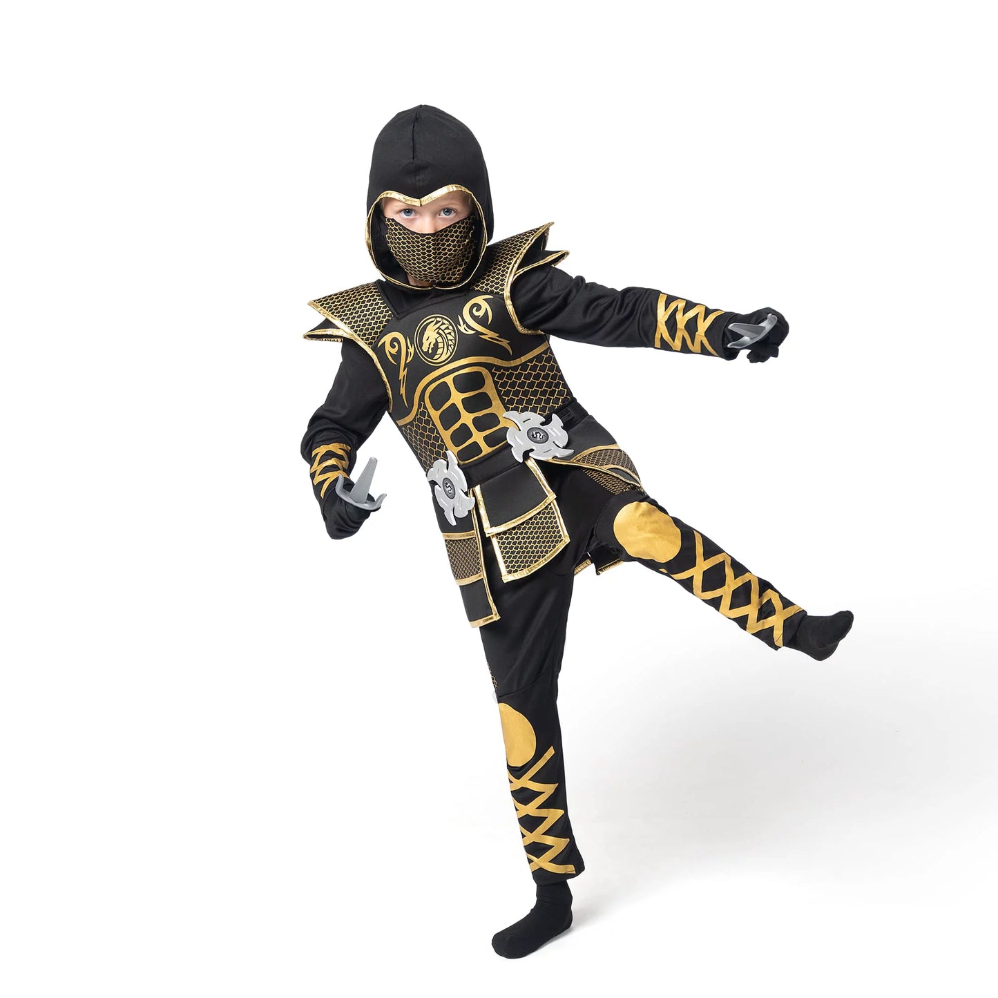 Spooktacular Creations Kids Golden Ninja costume for Boys Halloween Dress Up, Costume Ninja Toddler, Ninja costume t Role Play-M