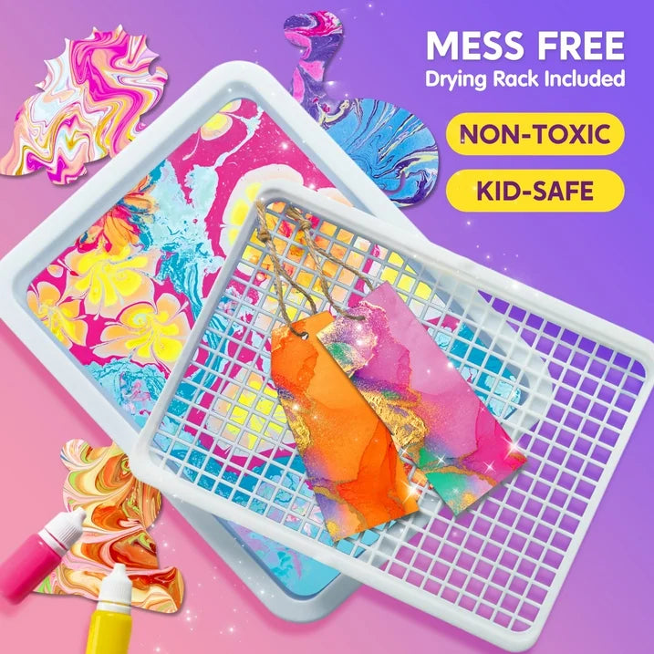 Syncfun Marbling Painting Kits For Kids, Water Marble Paint Craft Kits For Girls & Boys 6 To 12, Birthday Gift Ideal Arts And Crafts Activities For Kids