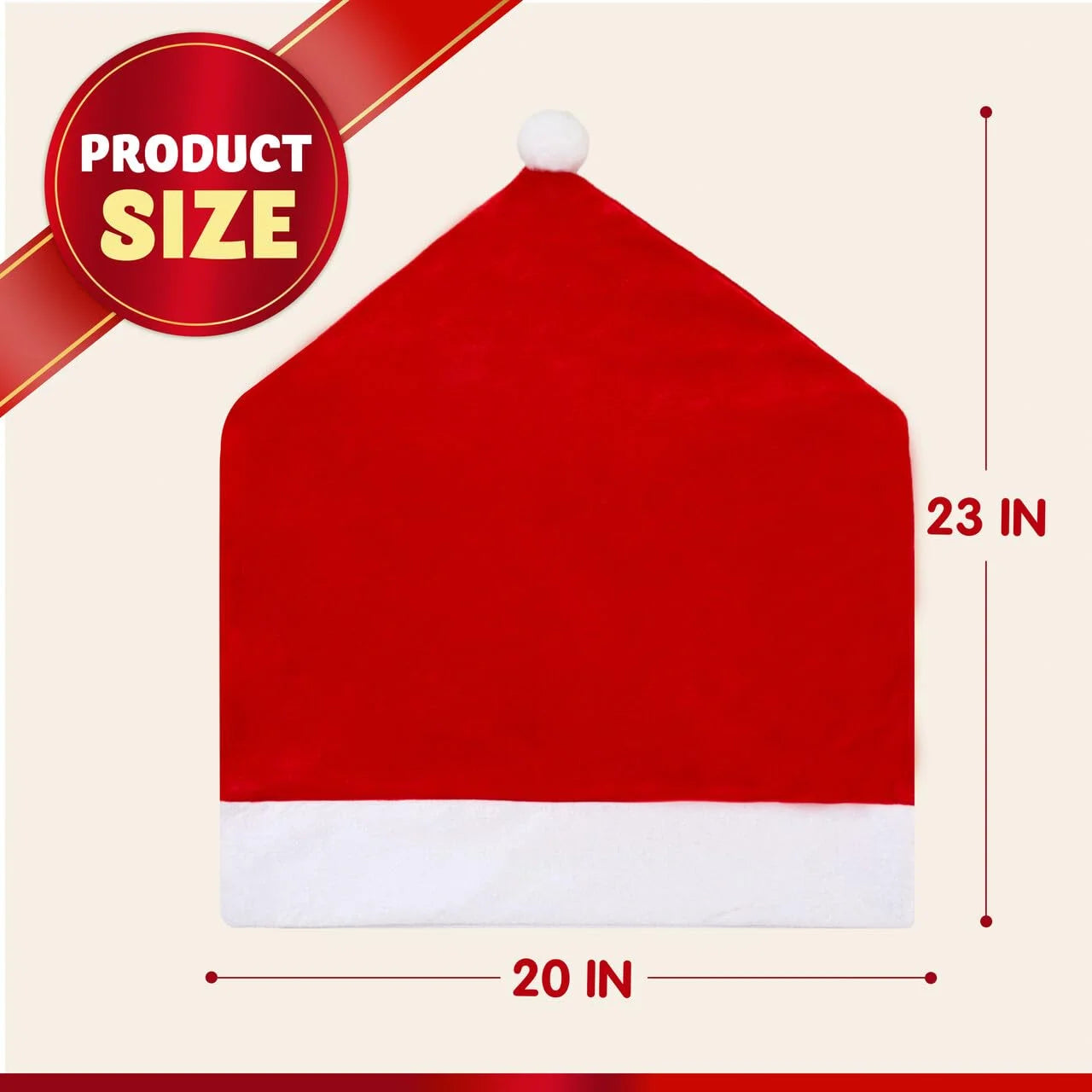Joyfy 4 Pcs Christmas Chair Cover, Red Santa Hat Chair Slipcovers for Christmas Decoration
