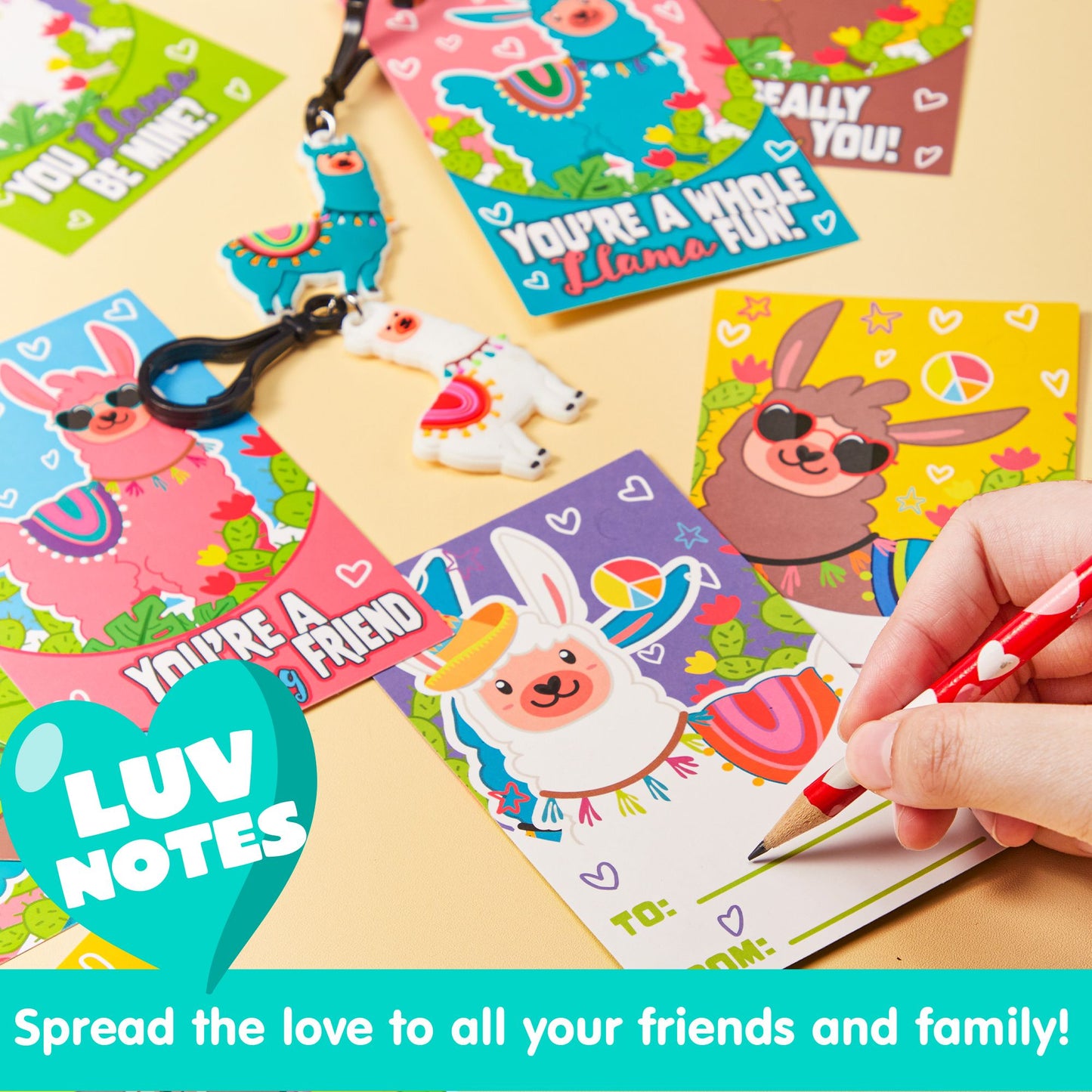 28 Pack Valentines Day Cards with Llama Keychain for Kids, Valentine's Classroom Exchange Gifts Valentines Party Favors