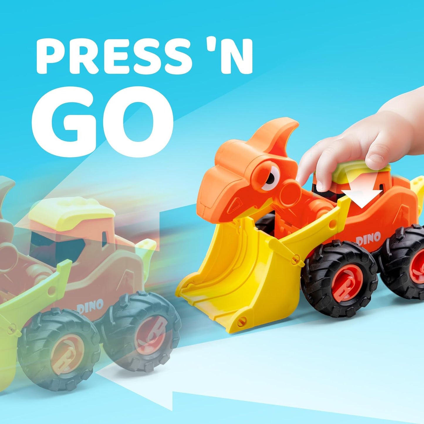 Syncfun 4Pack Dinosaur Construction Vehicles Set, Baby Toy Cars for Toddlers, Car Toys for 1 2 3 Year Old Boys Girls Kids, Best Birthday Gifts for Toddler