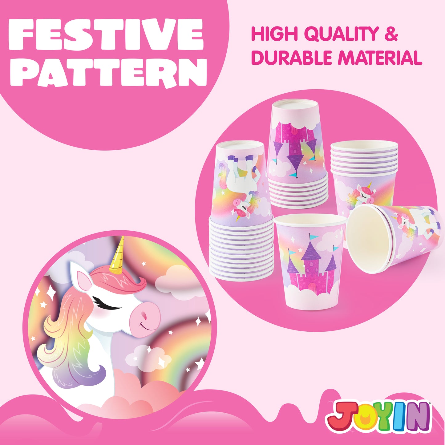 Syncfun 145 Pcs Unicorn Party Supplies with Unicorn Banner for Girls Birthday Party, 24 Serves Disposable Tableware Set for Unicorn Themes Party Kids Age 2 3 4 5 6 7 8