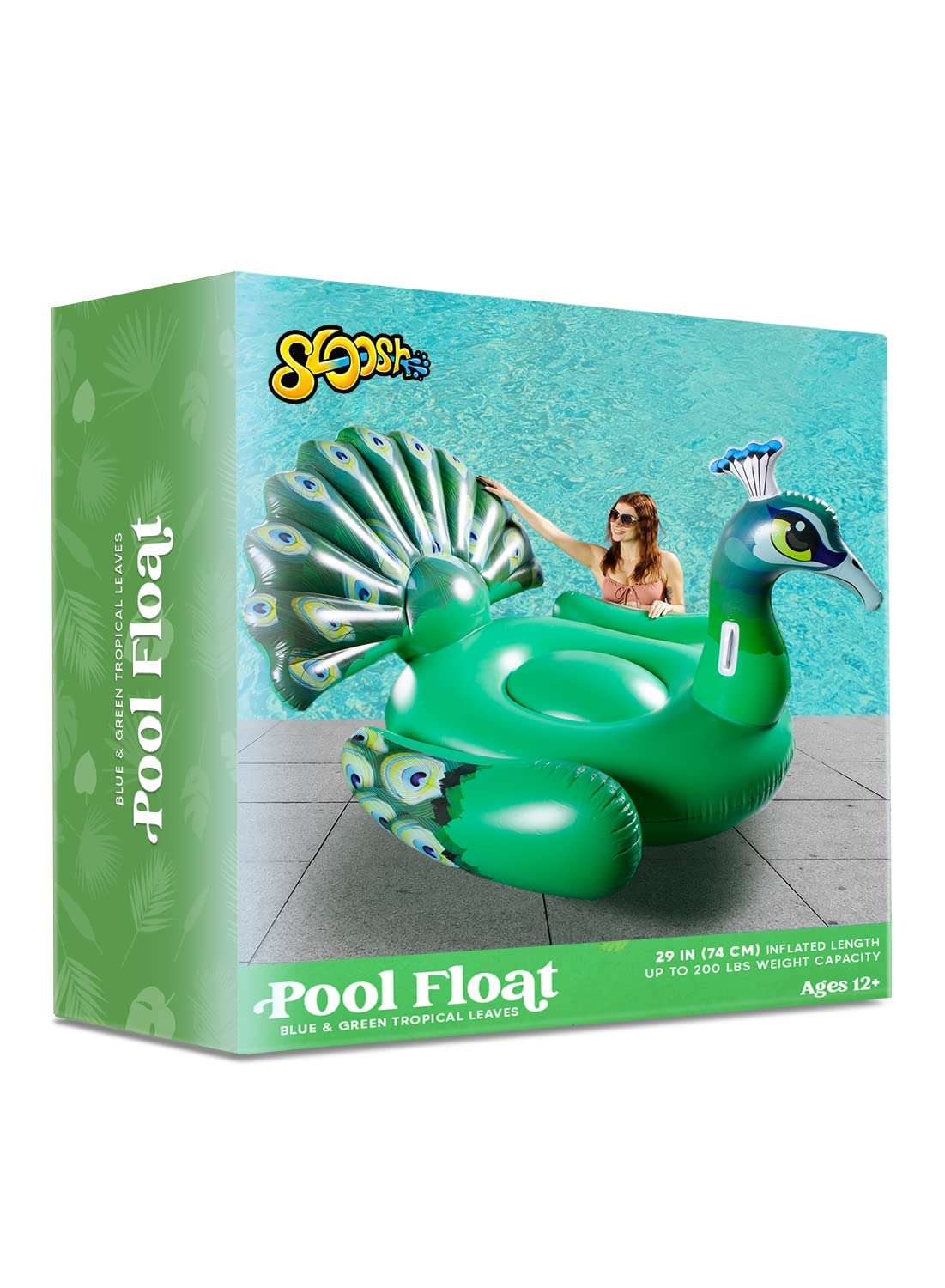 Syncfun Inflatable Peacock Pool Float, Giant Green Peacock Ride on Raft for Summer Pool, Beach Floaties, Party Decoration Toys, Inflatable Island, Summer Pool Raft Lounge for Adults & Kids