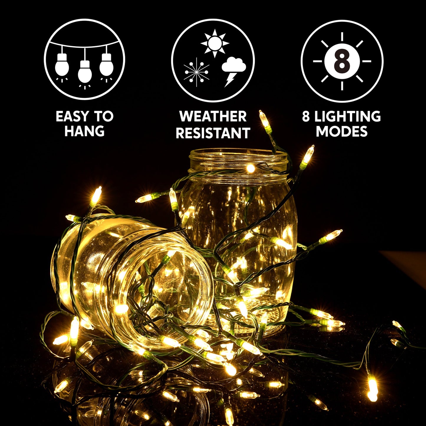 Joyfy Clear Christmas Lights,31.4ft 100(2x50) Count LED Christmas String Lights,Connectable Green Wire Xmas Tree Lights for Indoor Outdoor Christmas Decorations Holiday Party Decor