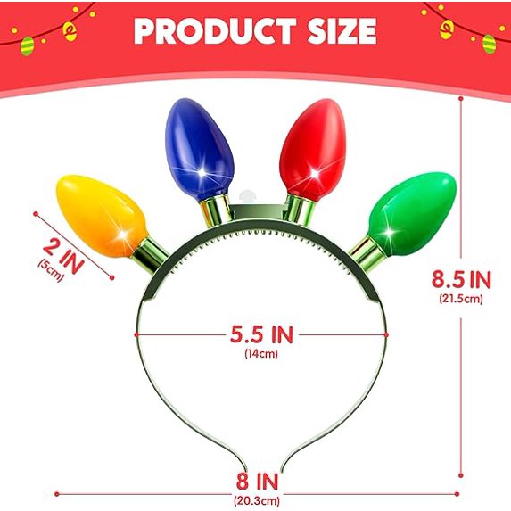 Joyfy 12 Pieces Christmas Headbands LED Bulbs Flashing Headbands with 4 Colorful LED Bulbs for Adults Kids Christmas Accessories Christmas Party Favors Christmas Party Supplies