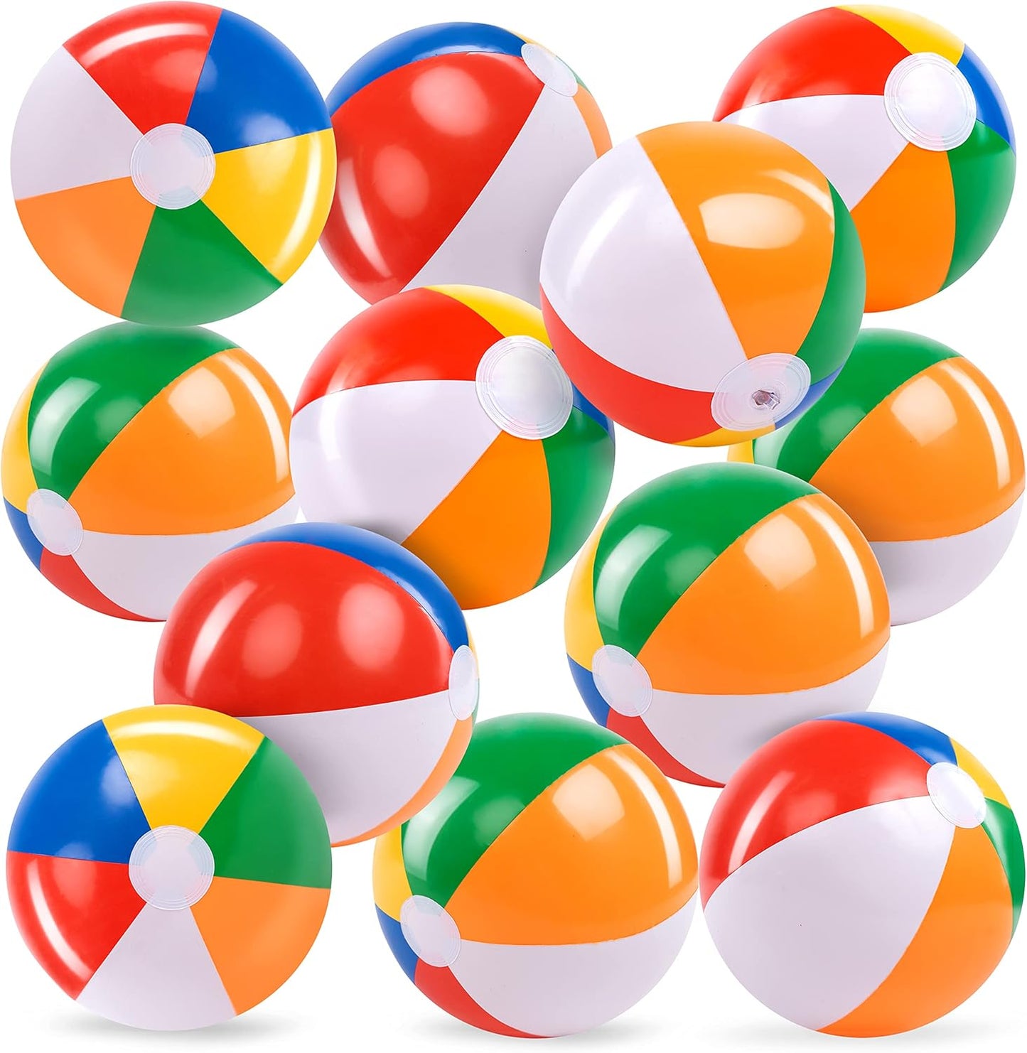 Syncfun Rainbow Beach Balls(12 Pack), 12'' Inflatable Swimming Pool Toys for Summer Water Games Kids Birthday Party Supplies Combo Set Include Inflatable Beach Balls