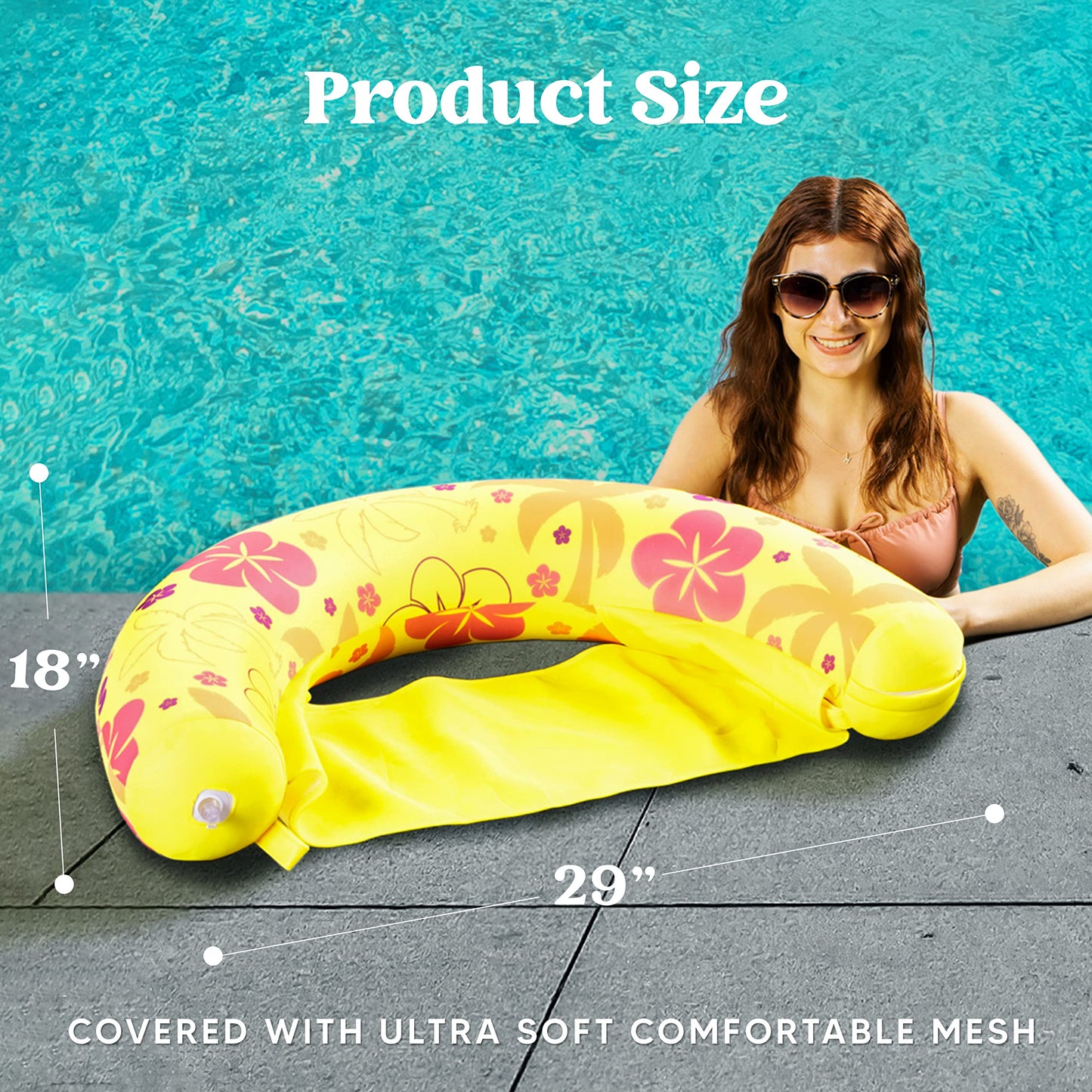 Syncfun 3 Packs Inflatable Pool Float Noodle Chair, Pool Noodle Floats for Adults, Swimming Pool Floatie Floating Chair for Summer Pool Party