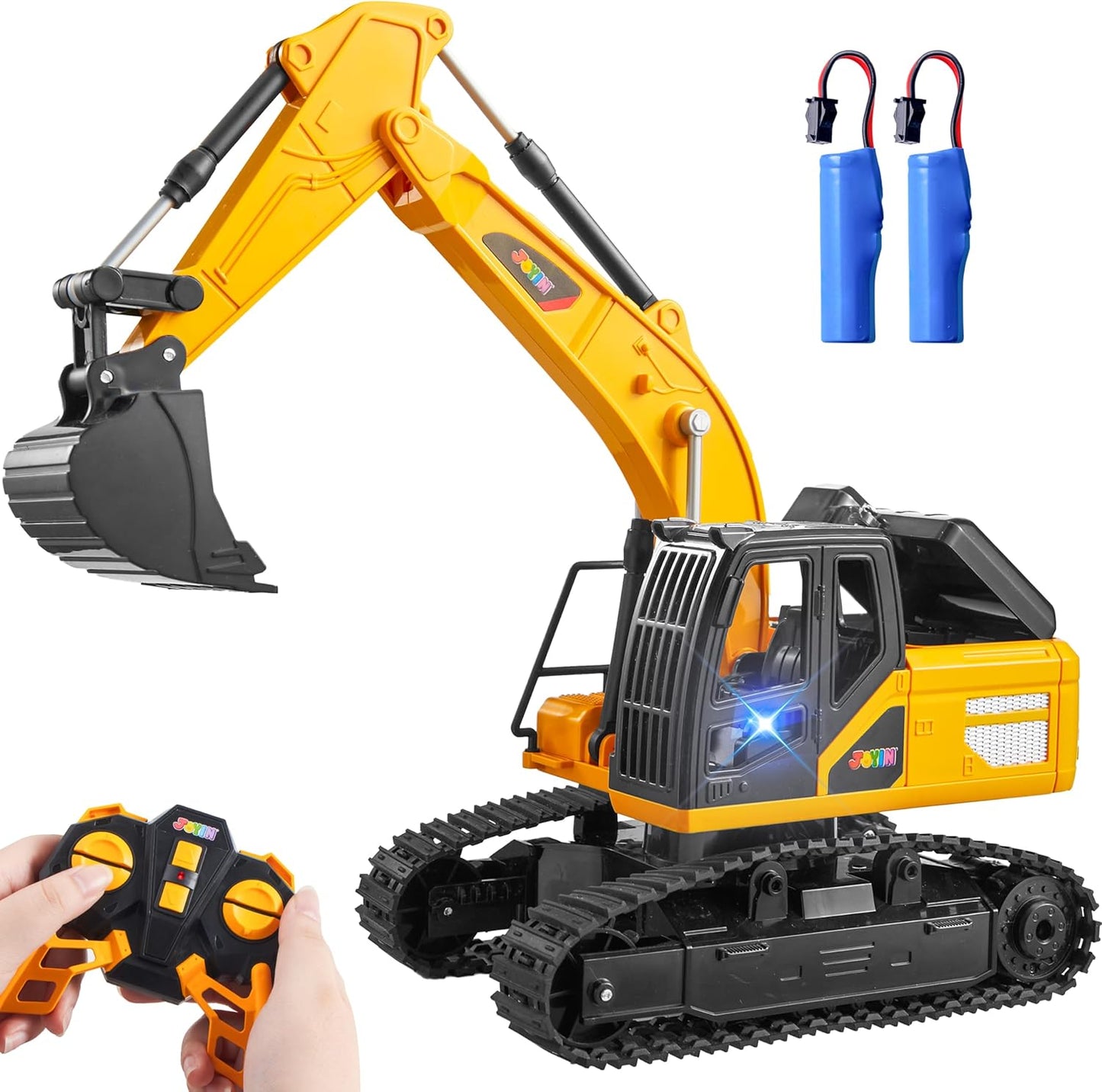 Remote Control Excavator Toys for Boys, 2.4Ghz RC Excavator Toy with Light, Construction Toys for Boys 3-5 4-7 8-12 Year Old Kids, Birthday Gift