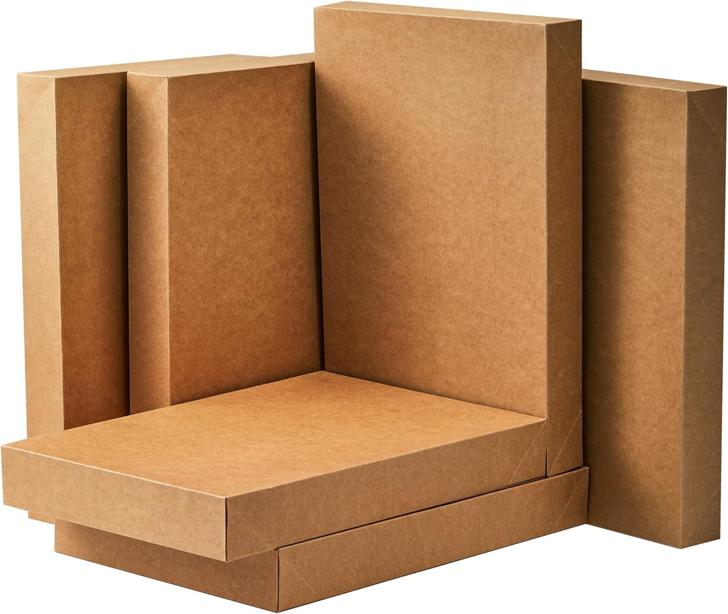 12 Pcs Kraft Brown Gift Boxes with Tissue Paper 14.25" x 9.5" x 1.8" Large Shirt Boxes for Sweaters, Robes for for Christmas, Holidays, Father's Day, Birthdays Gift Wrapping
