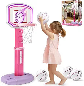 Joyfy Toddler Basketball Hoop, Adjustable Basketball Goal with 4 Balls for Kids Indoor Outdoor Play, Basketball Arcade Game, Christmas Birthday Gift for Boys Girls Age 1 and Up - Air Pump Included