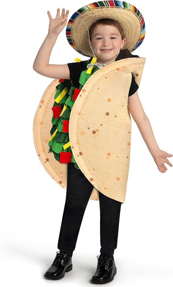 Joyfy Halloween Taco Costume Toddler, Unisex Outfit Food Costume for Kids Child Boys and Girls Halloween Dress up Cosplay Party(4-7yr)