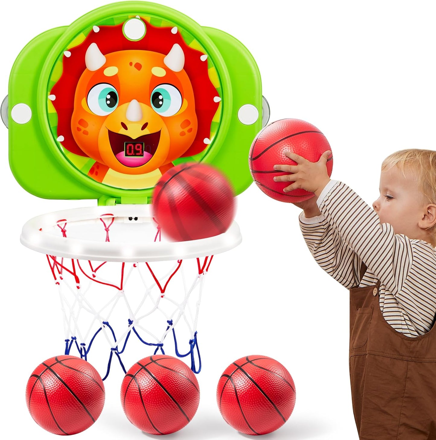 Mini Basketball Hoop for Toddlers 1-3, Indoor Adjustable Height Basketball Hoop, Space-Saving, Christmas Birthday Gifts Toy for Boy Girl
