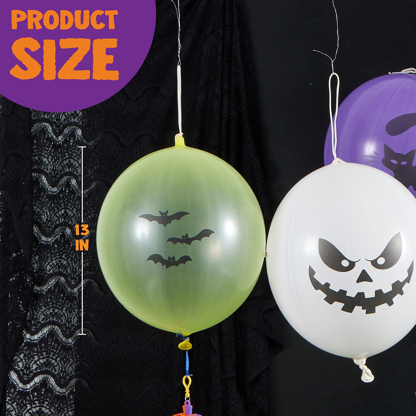SYNCFUN 36 Pcs Halloween Punch Balloons,Halloween Toys for Kids,Halloween Party Favors Games,Halloween Treat Bag Fillers Prizes Goodies,Classroom Halloween Decorations