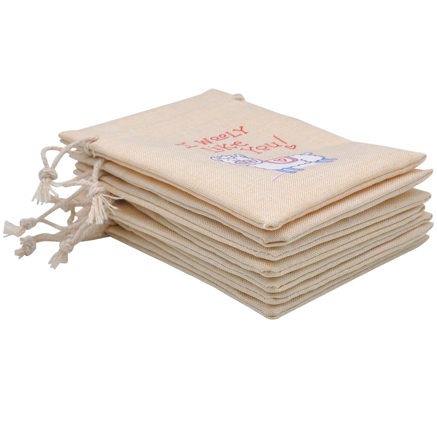 28 Pcs Valentine Drawstrings Canvas Bags with 3 Pens, 4x5.75 Inch Drawstring Pouch Candy Gift Linen Pockets for Kids Party Favor, Classroom Exchange Prizes