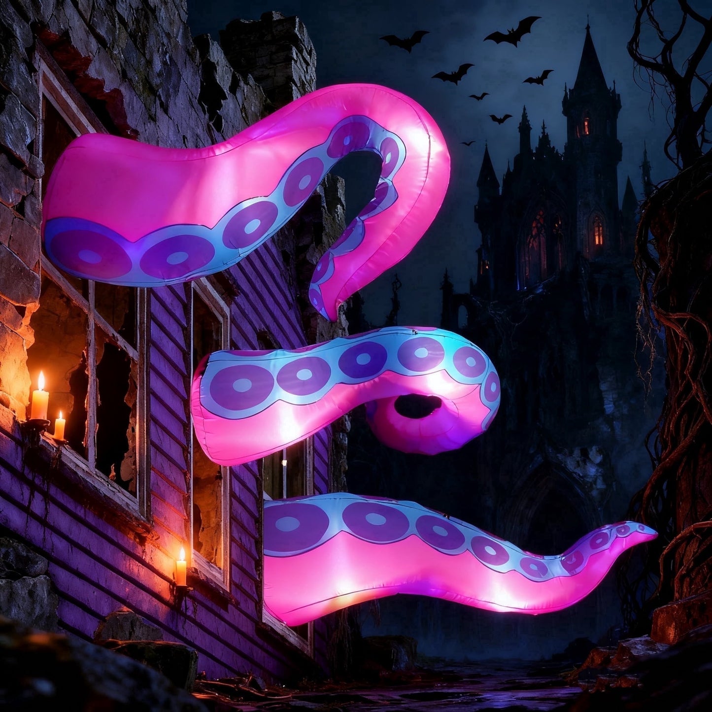 Joyfy Halloween Inflatable Octopus Tentacle Outdoor with Built-in LEDs,4.5,5,6 ft Window Inflatables Halloween Decorations Outdoor Blow Up Yard Lawn Party Decoration