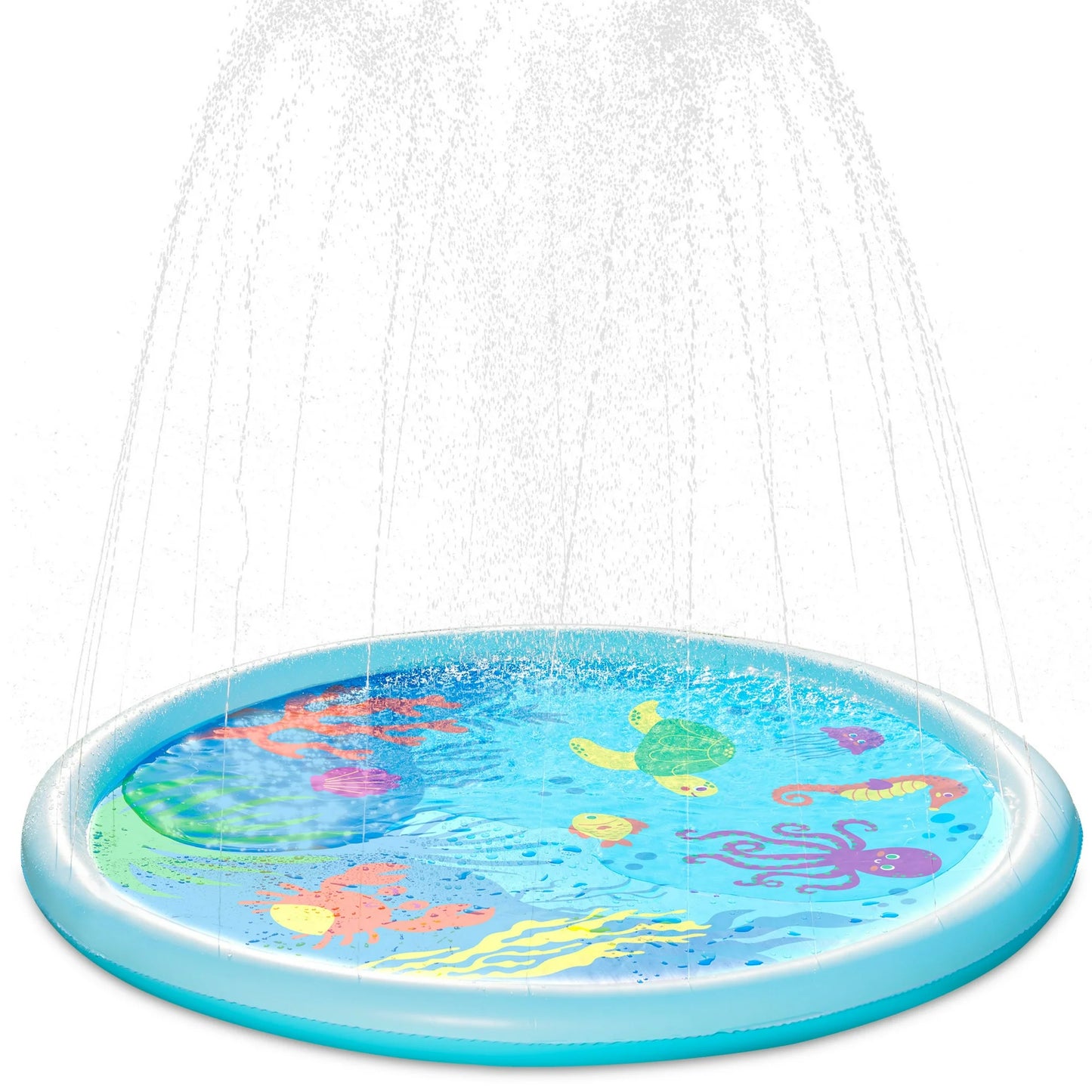 Syncfun 5ft Non-Slip Splash Pad for Kids and Dog,Thicken Sprinkler Pool Summer Outdoor Water Toys,Blue