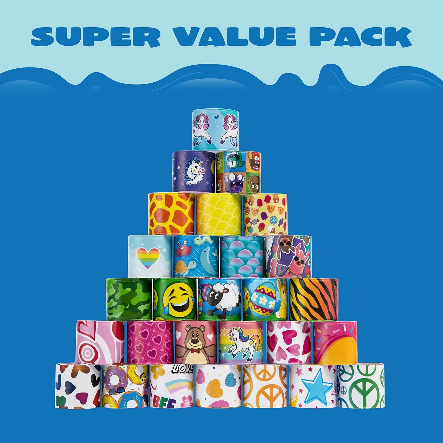 Joyfy 144 Pcs Slap Bracelets Party Favors for Kids, Bulk Wristbands with 36 Designs for Birthday Goody Bags Stuffers, Classroom Prizes Exchanging Gifts, Pinata Stuffers