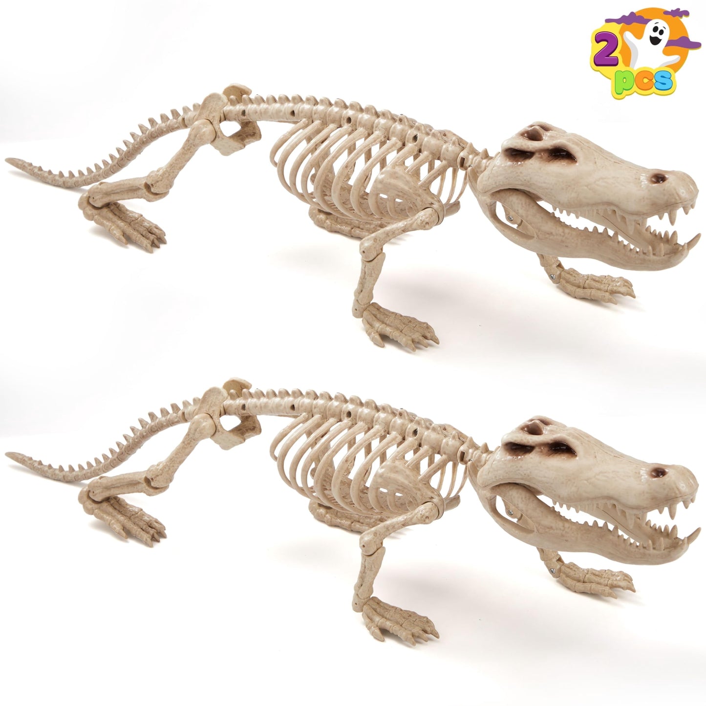 Joyfy 2 PCS 28 Halloween Skeleton Crocodiles with Posable Joints, Plastic Full Body Skeleton for Party Spooky Animal Courtyard Decorations, Outdoor Indoor Decor