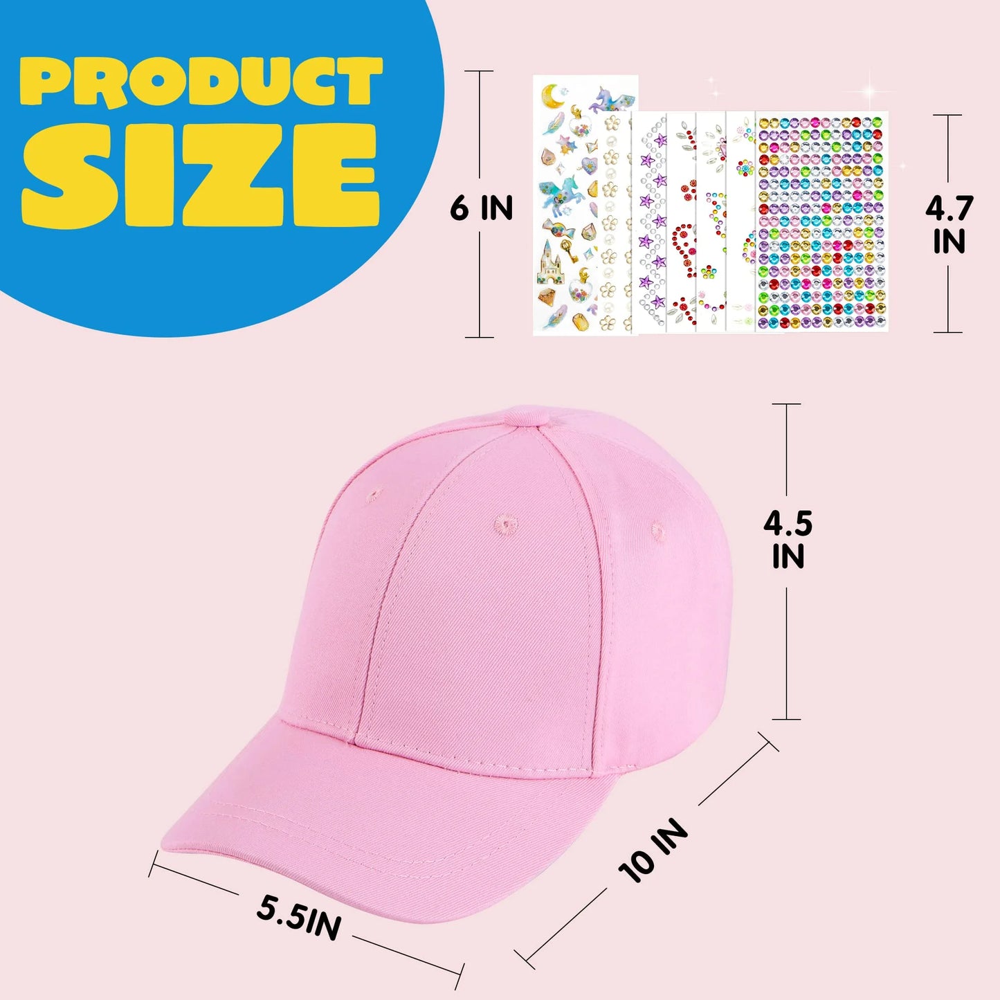 Joyfy Pink Baseball Cap Art Set, Arts And Crafts For Kids Ages 8-12, Birthday Toys Gifts For Girls Art Supplies