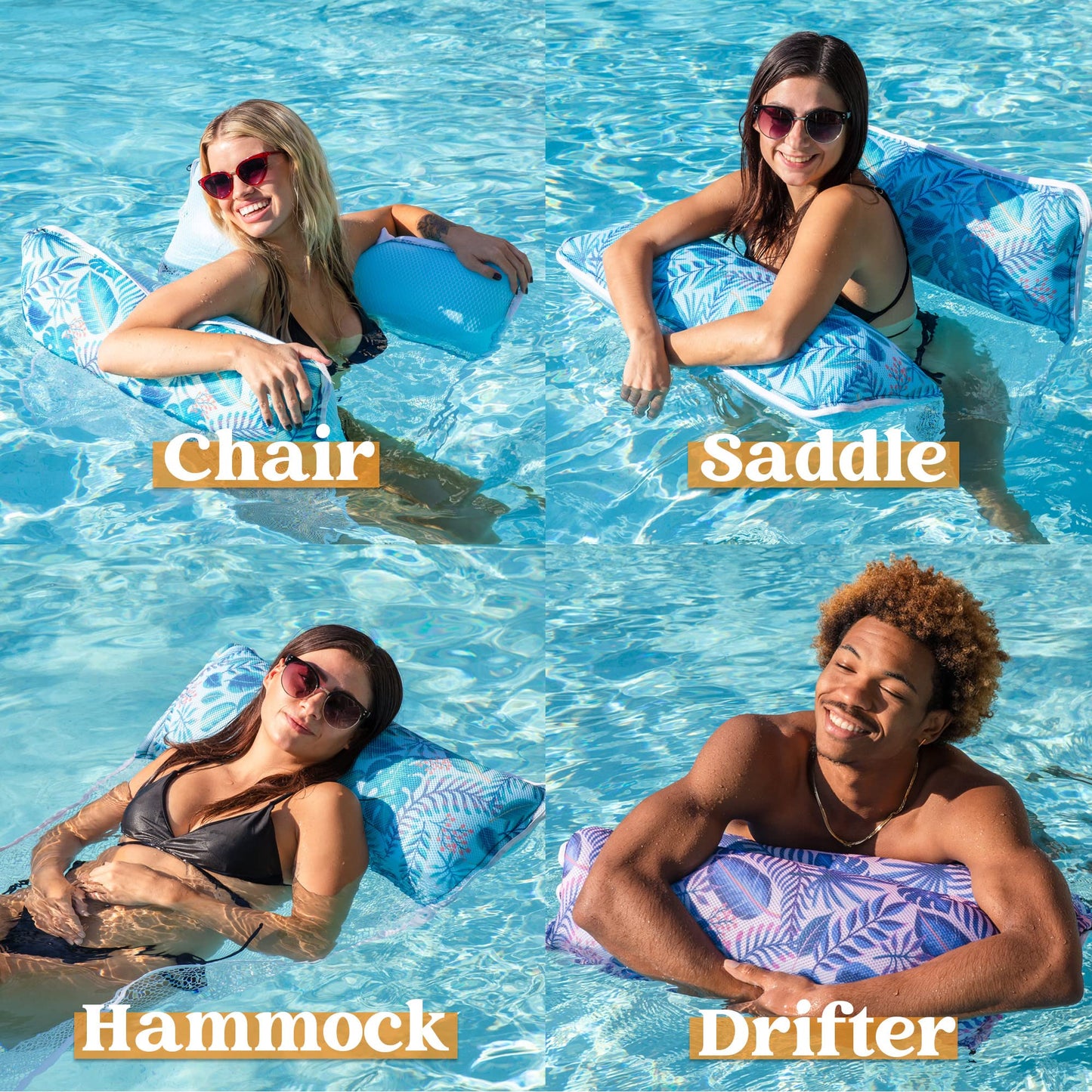 Syncfun 2 Packs Hammock Inflatable Pool Float, 4-in-1 Swimming Pool Lounger, Saddle, Lounge Chair, Hammock, Drifter,Pool Raft, Lake Floats for Water Fun Summer Party Toys