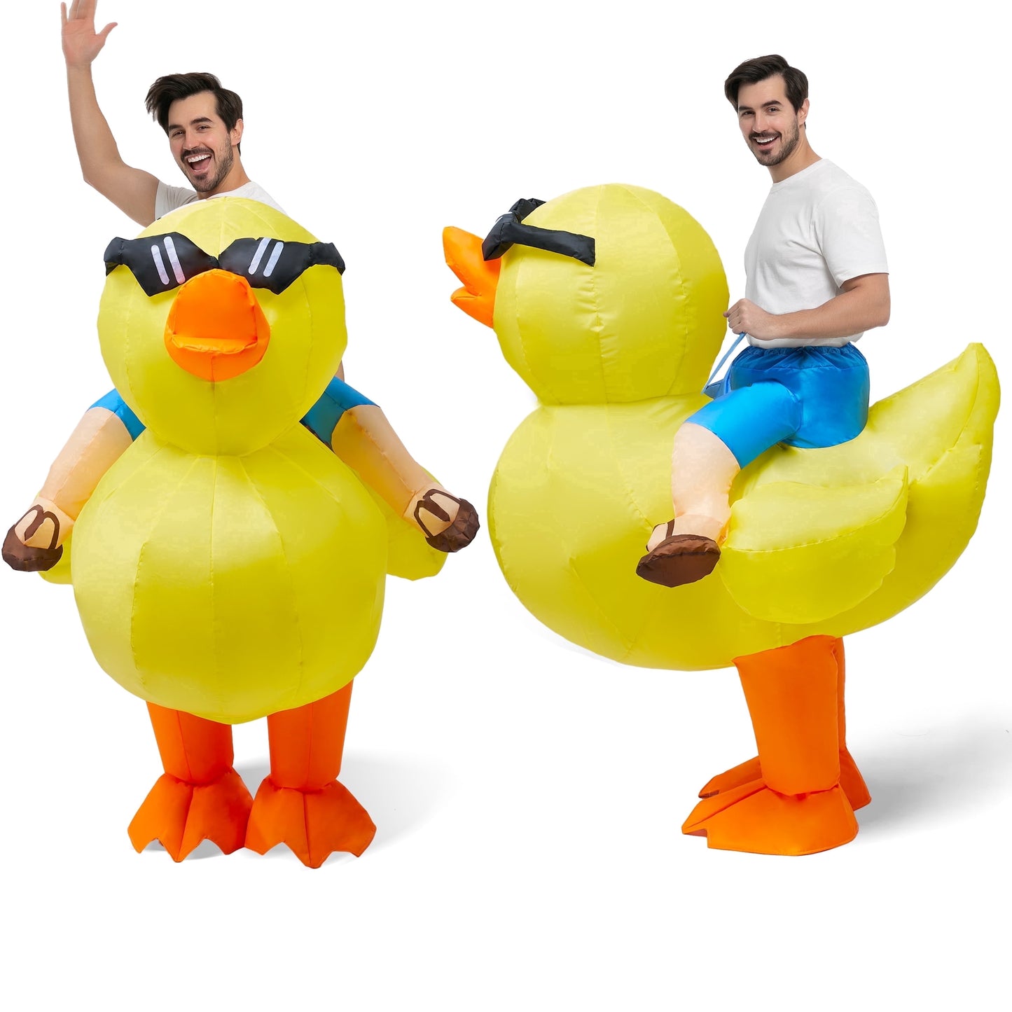 Joyfy Unisex Adult Halloween Inflatable Duck Ride-On Costume Deluxe Inflatable Ride-On Costume for Halloween Dress up Parties