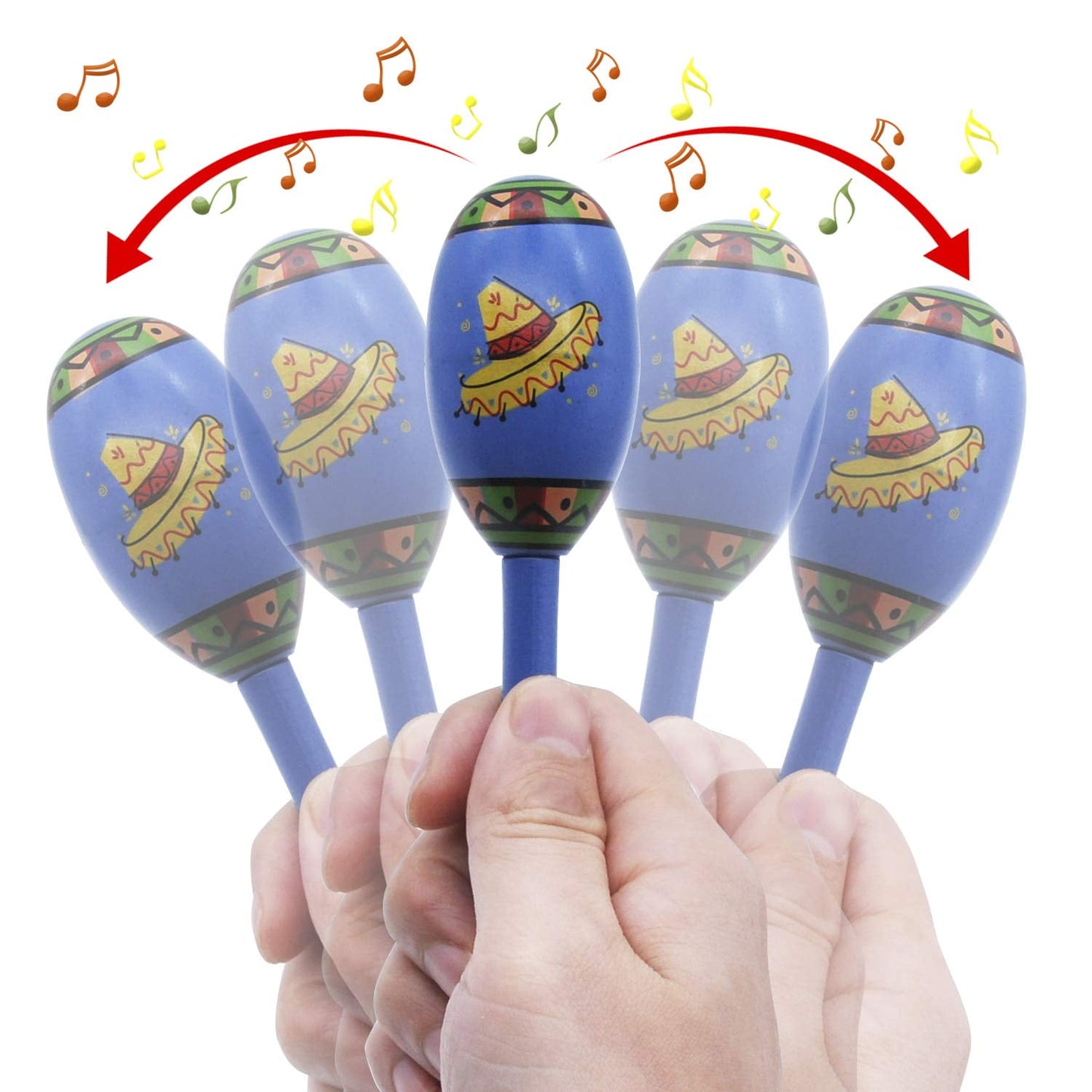 12 mini wooden carnival Maracas, 6 designed Mexican carnival noise generators, Cinco De Mayo party discounts