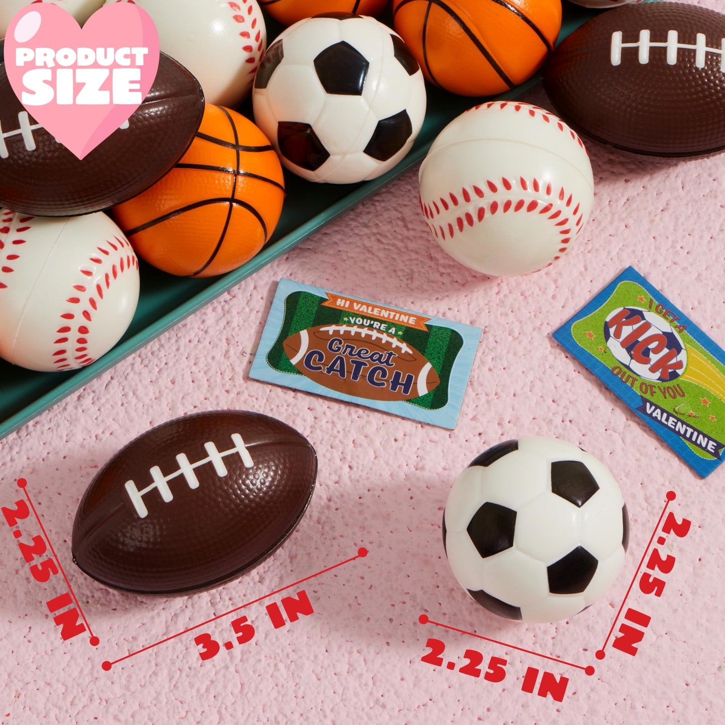 28 Packs Valentines Cards with Mini Sports Ball for Kids Boys, Figure Stress Balls Squeeze Foam Balls Bouncy Balls Toys for Valentines School Class Exchange Card, Party Favors