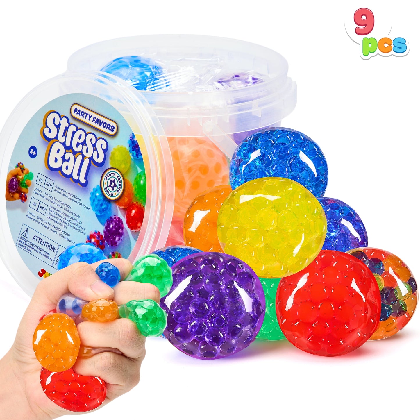 SYNCFUN 9 Pack Mini Stress Balls Fidget Toys for Adults Stress Relief Squishies for Kids, Orbeez Anxiety Calming Squeeze Balls, Party Favors, Prize (1.57")