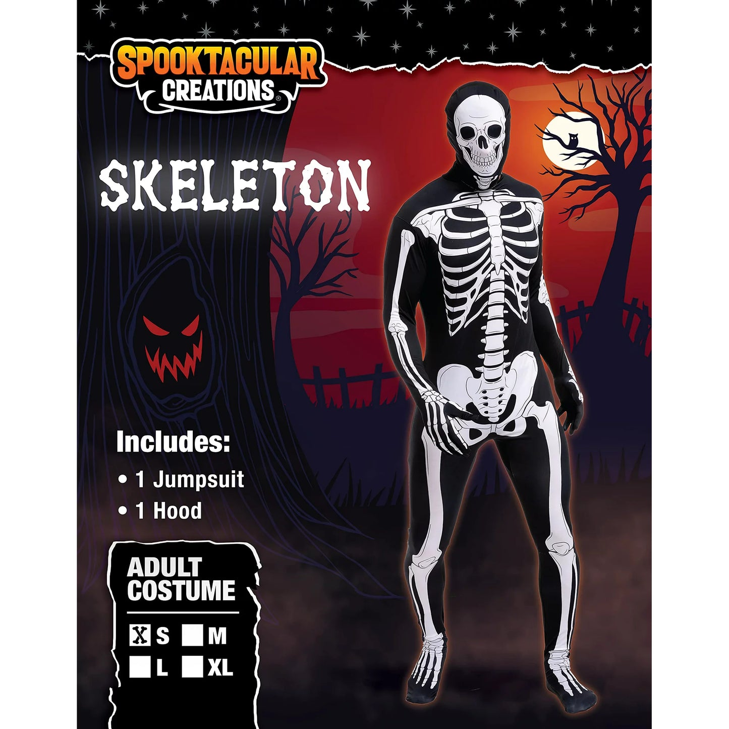Spooktacular Creations Skeleton Bodysuit Halloween Men Costume with Hood for Adults Themed Parties, Halloween.M