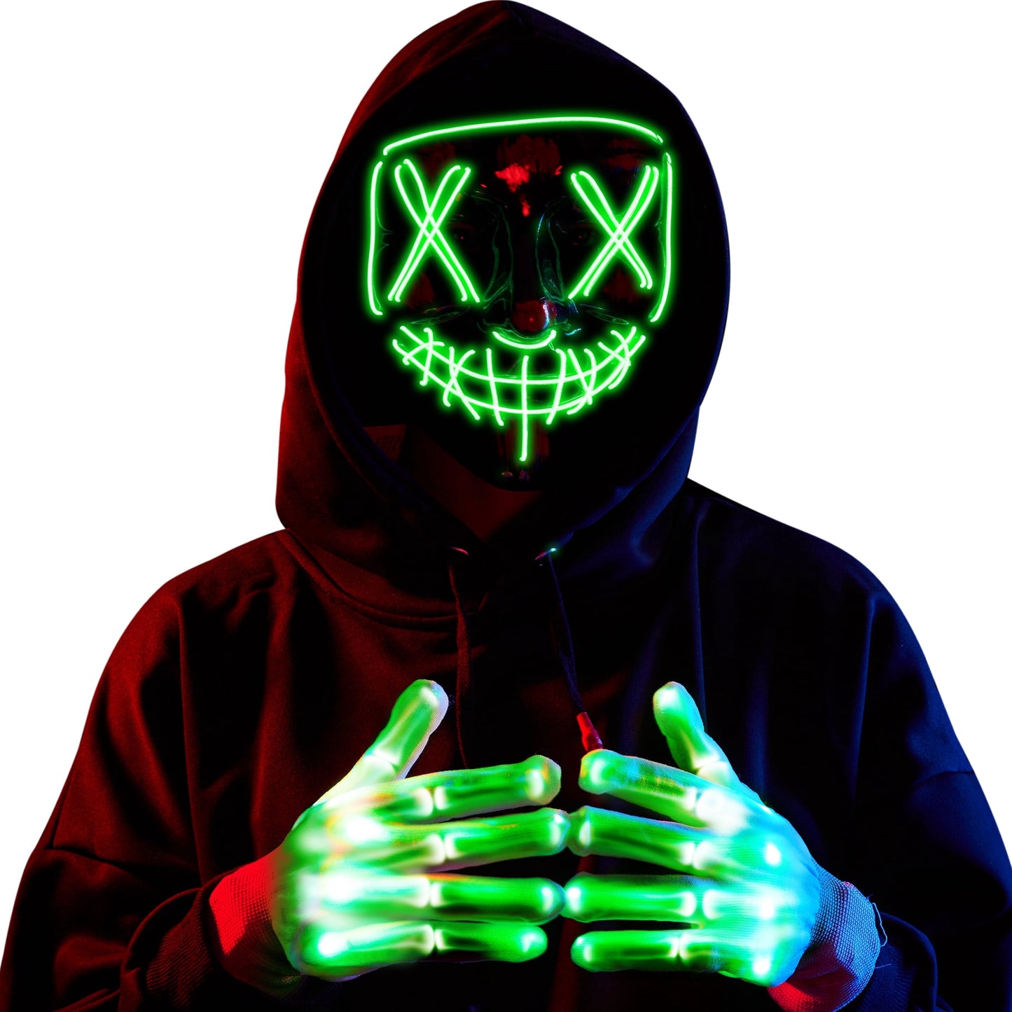 Joyfy Halloween Mask Light up Mask and Gloves,Scary Halloween Costumes Accessories for Boys,Cosplay Halloween Costume Masquerade Parties,Carnival,Gifts
