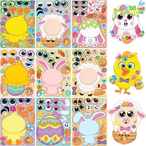 Joyfy 36 Sheet Easter Stickers Match Make a Face Stickers with Chick Bunny Sheep Egg Pattern, for Kids, Decorations for Water Bottle, Basket Stuffers,Classroom Prizes Easter Egg Hunt