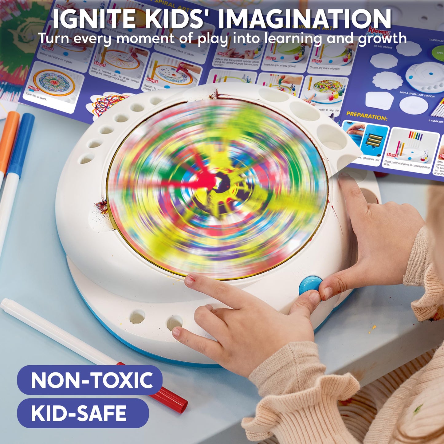 Klever Kits Paint Spin Art for Kids Painting Spinner Machine Kit Arts & Crafts Gifts for Boys Girls