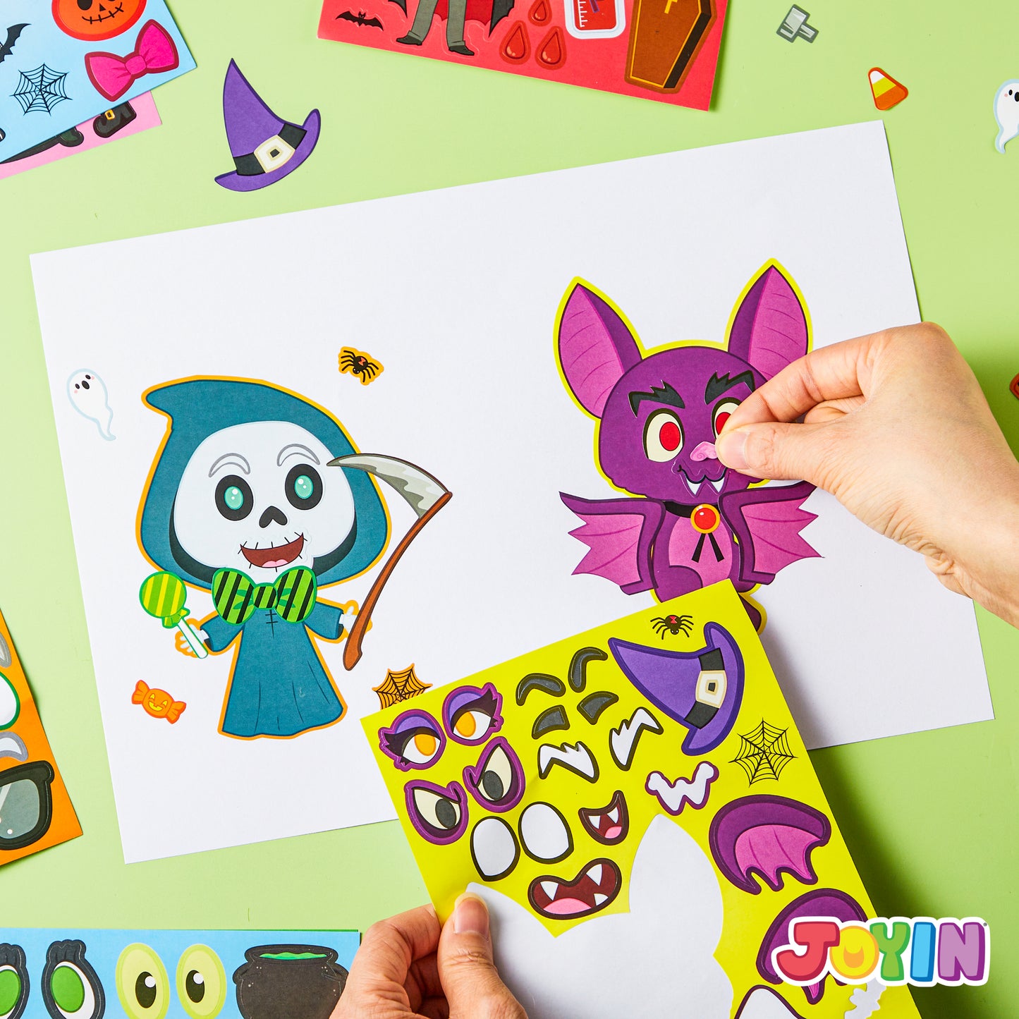 SYNCFUN 36 Pcs Halloween Stickers Make a Face Halloween Characters Stickers for Kids,Witch Vampire Self Adhesive DIY Decorations Stickers Fall Stickers Party Favors for Kids,Halloween Craft