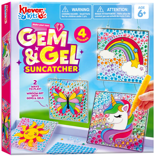 Joyfy 4-Piece Window Art Suncatcher Kits, Creative Gem Painting Arts and Crafts Kits for Kids Girls 6-12