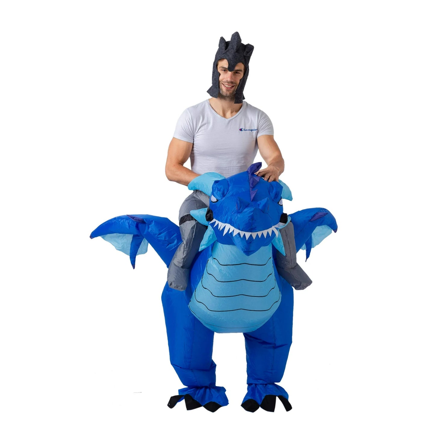 Spooktacular Creations Inflatable Costume Riding a Fire or Ice Dragon Air Blow-up Deluxe Halloween Costume - Adult Size