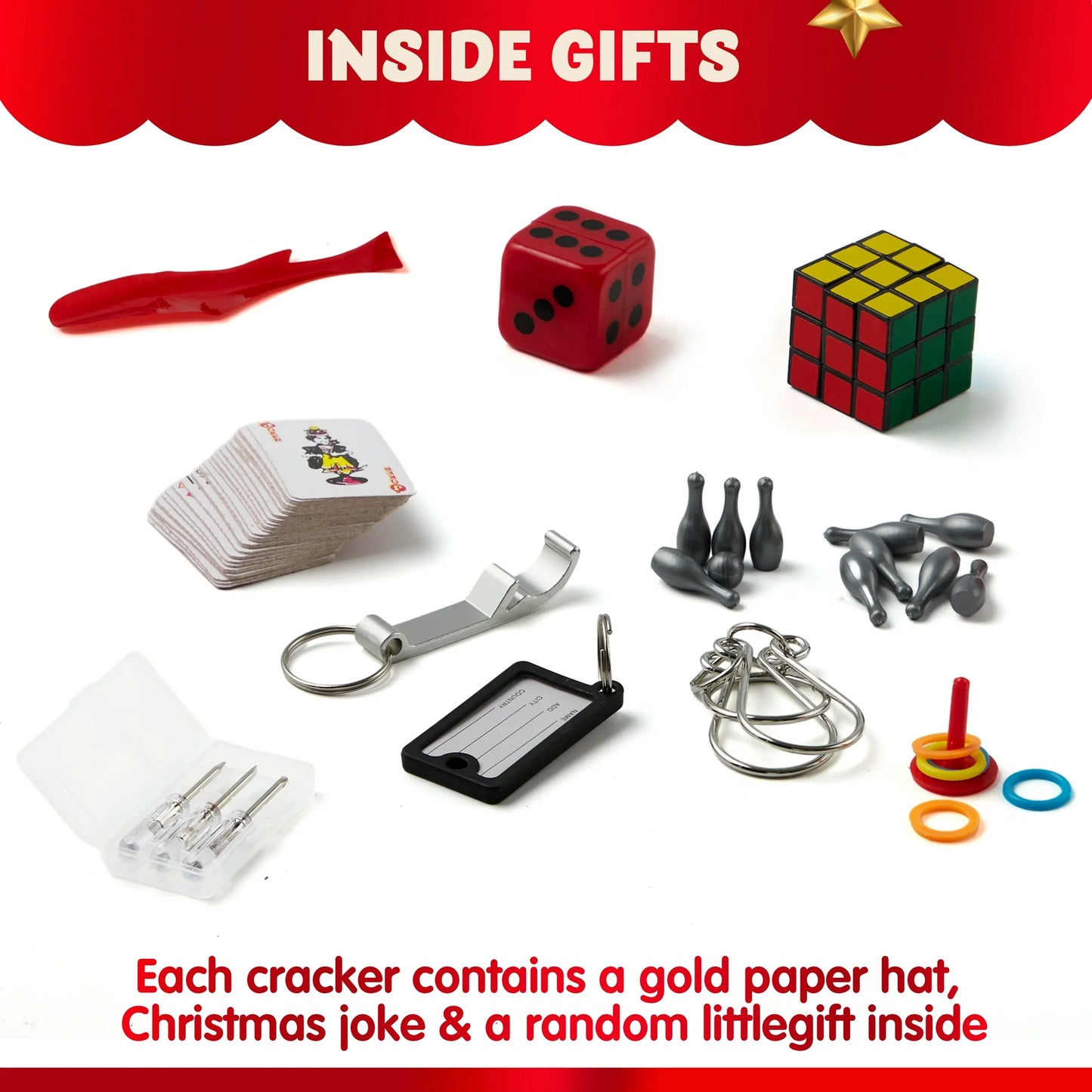Joyfy 12 Pcs Christmas Crackers Party Favors Xmas Holiday Table Supplies for Kids