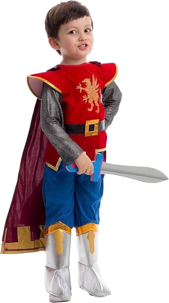 Joyfy Kids Medieval Knight Costume Set, Renaissance Toddler Costume with Armor for Halloween Role Play Party, Ages 8 10