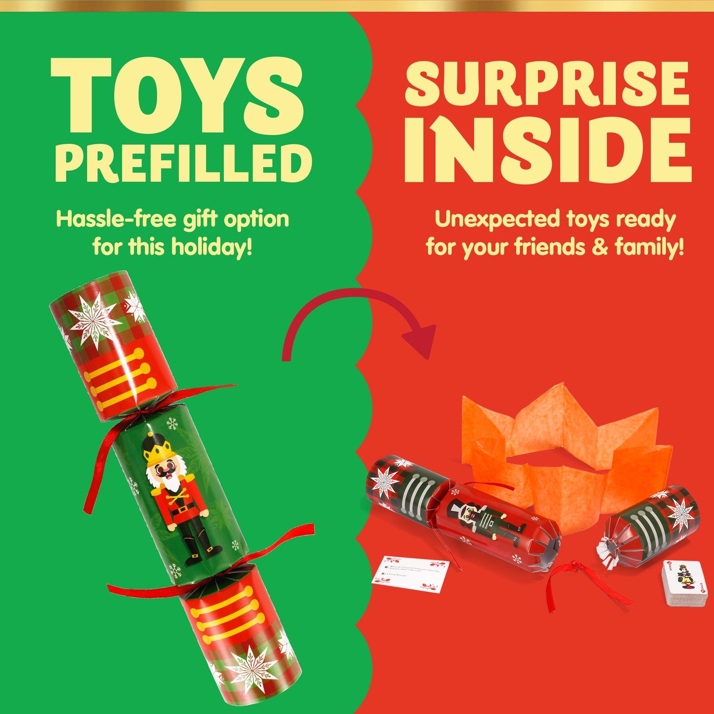 Joyfy 8 Pcs Christmas Crackers Party Favor Non-Snap Cute Nutcrackers Design Party Table Favors with Holiday Party Favor Supplies for Kids and Adults, Christmas Parties, Dinners and Holidays