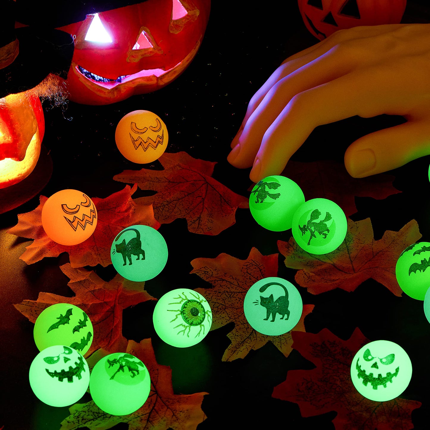 Joyfy 72 Pcs Halloween Bouncy Balls,20 Designs Glow in The Dark Bouncy Balls Halloween Toys for Kids,for Trick or Treaters,Halloween Goodies,Halloween Party Favors