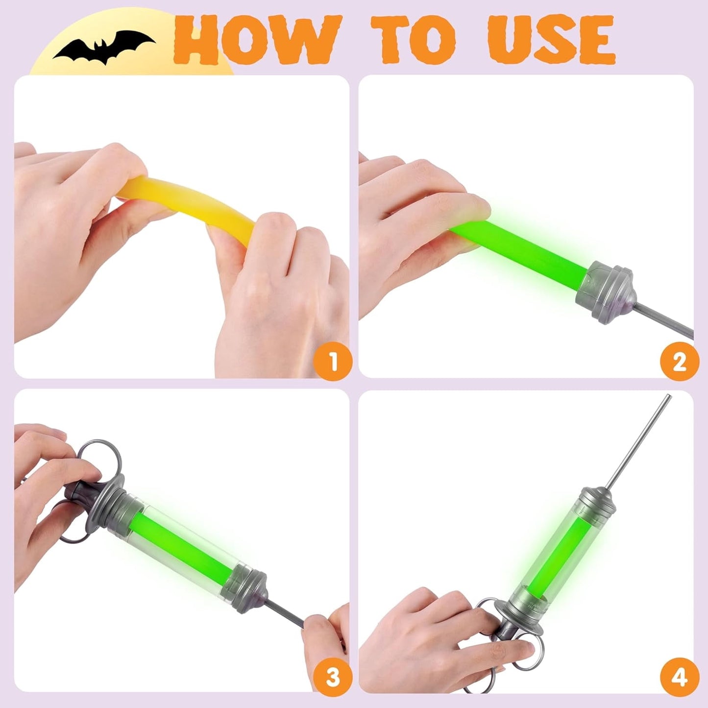 Joyfy Halloween Radioactive Glowing Syringe Prop, Halloween Cosplay Accessory