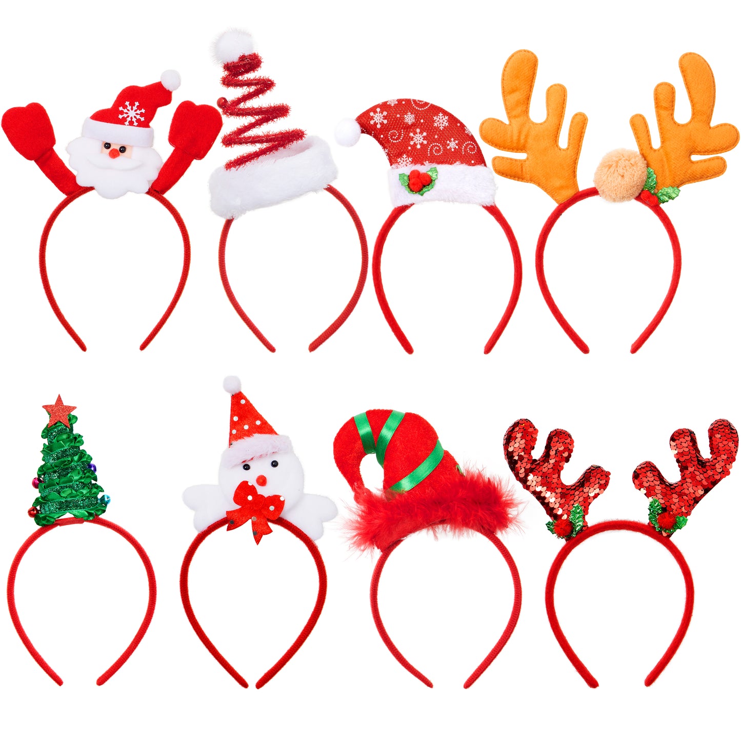 SYNCFUN 8 Pcs Christmas Headbands, Christmas Headwear Christmas Costume Accessories for Women Kids Holiday Party Favors Photo Props ONE Size FIT ALL
