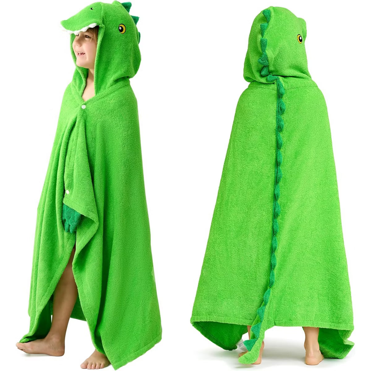 Joyfy Dinosaur Hooded Towel for Kids - Soft 100% Cotton Bath Beach Towel - 30" x 50" for Kids 3-10 Years - Absorbent Swim Towel for Boys Girls