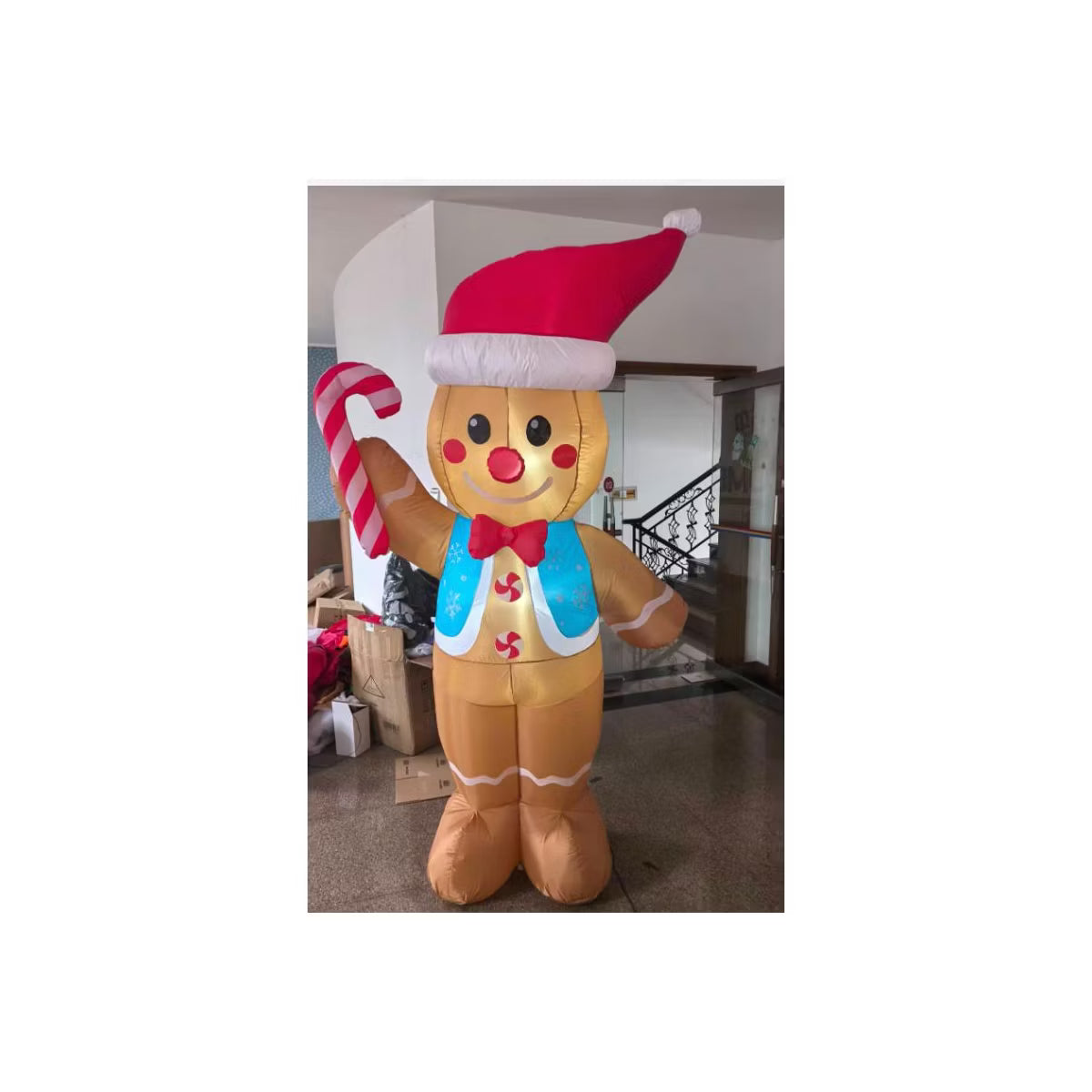 8FT Candy-Themed Gingerbread Man Inflatable Decoration
